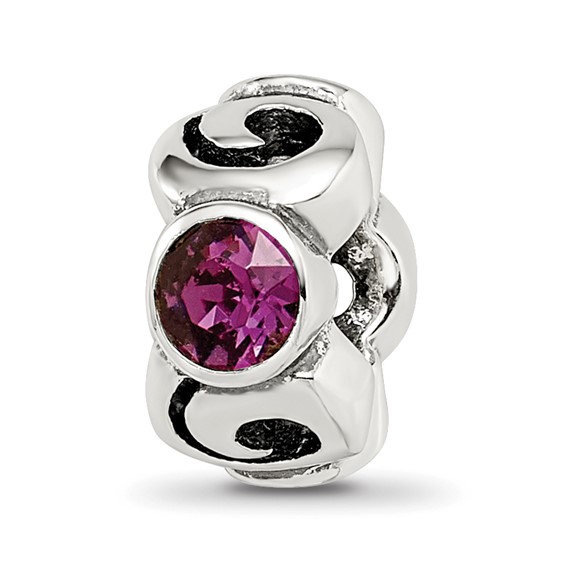 Sterling Silver Reflections Feb Purple Preciosa Crystal Birthstone Bead