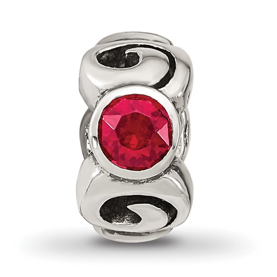 Sterling Silver Reflections January Red Preciosa Crystal Birthstone Bead