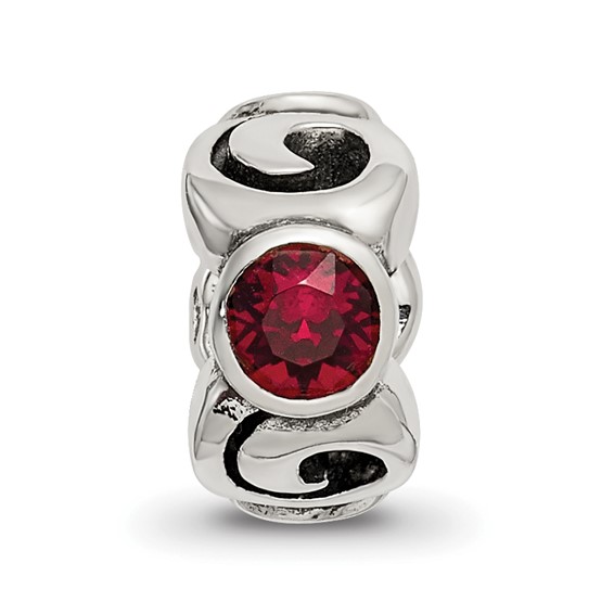 Sterling Silver Reflections January Red Preciosa Crystal Birthstone Bead