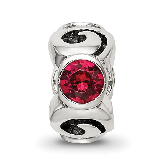 Sterling Silver Reflections July Red Preciosa Crystal Birthstone Bead
