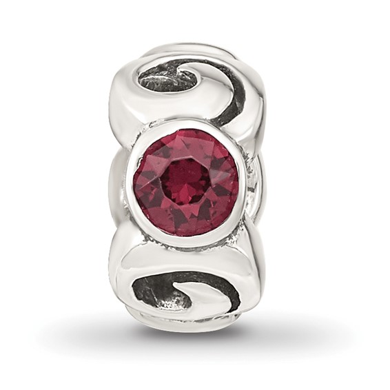 Sterling Silver Reflections June Red Preciosa Crystal Birthstone Bead