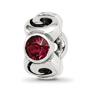 Sterling Silver Reflections June Red Preciosa Crystal Birthstone Bead