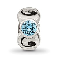 Sterling Silver Reflections March Lt Blue Preciosa Crystal Birthstone Bead view 3