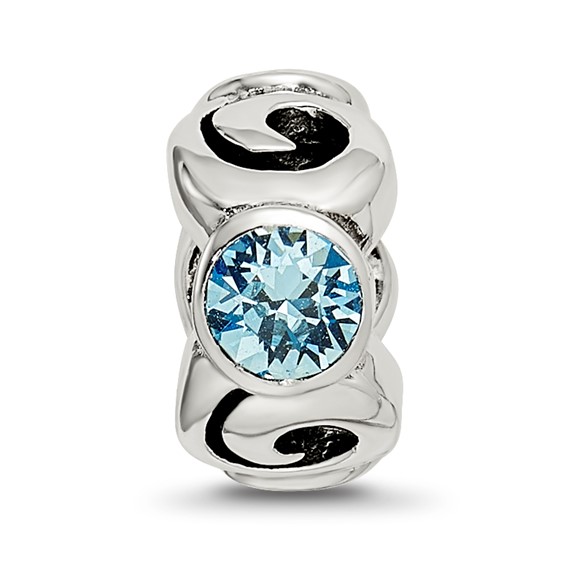 Sterling Silver Reflections March Lt Blue Preciosa Crystal Birthstone Bead