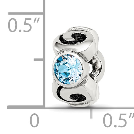 Sterling Silver Reflections March Lt Blue Preciosa Crystal Birthstone Bead
