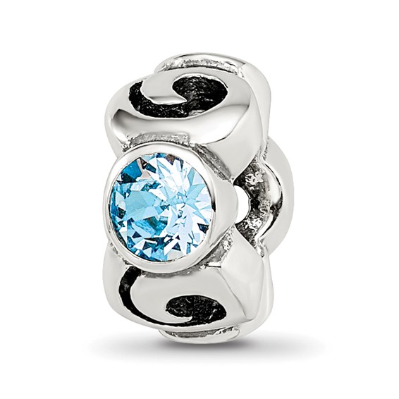Sterling Silver Reflections March Lt Blue Preciosa Crystal Birthstone Bead