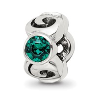 Sterling Silver Reflections May Green Preciosa Crystal Birthstone Bead view 1