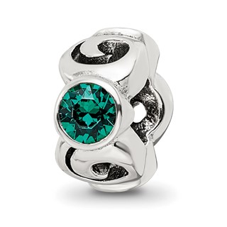 Sterling Silver Reflections May Green Preciosa Crystal Birthstone Bead