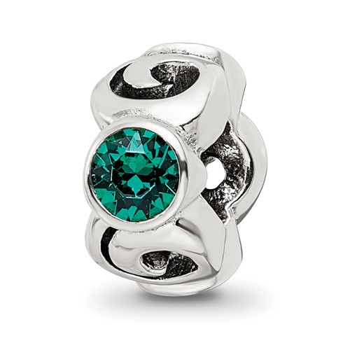 Sterling Silver Reflections May Green Preciosa Crystal Birthstone Bead