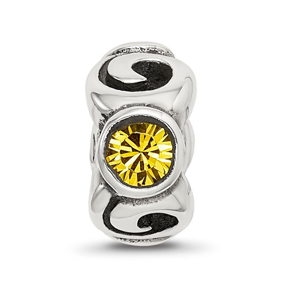 Sterling Silver Reflections Novem Yellow Preciosa Crystal Birthstone Bead
