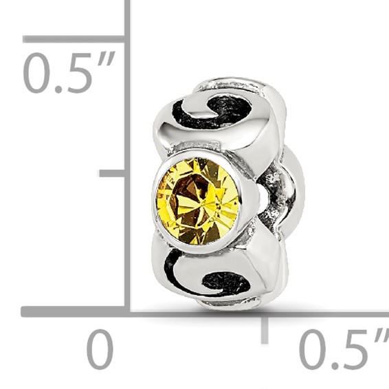 Sterling Silver Reflections Novem Yellow Preciosa Crystal Birthstone Bead