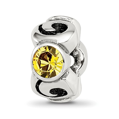 Sterling Silver Reflections Novem Yellow Preciosa Crystal Birthstone Bead