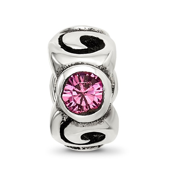 Sterling Silver Reflections October Pink Preciosa Crystal Birthstone Bead