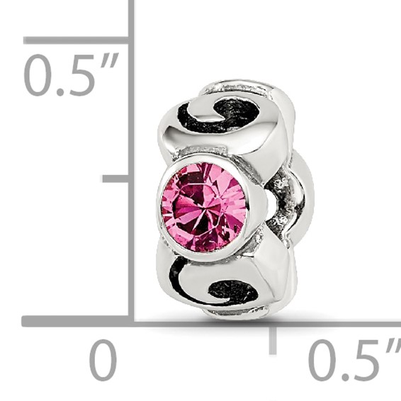 Sterling Silver Reflections October Pink Preciosa Crystal Birthstone Bead