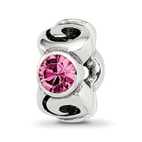 Sterling Silver Reflections October Pink Preciosa Crystal Birthstone Bead view 1