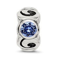 Sterling Silver Reflections Sept Blue Preciosa Crystal Birthstone Bead view 3