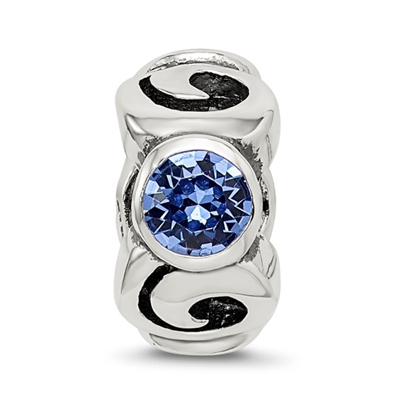 Sterling Silver Reflections Sept Blue Preciosa Crystal Birthstone Bead