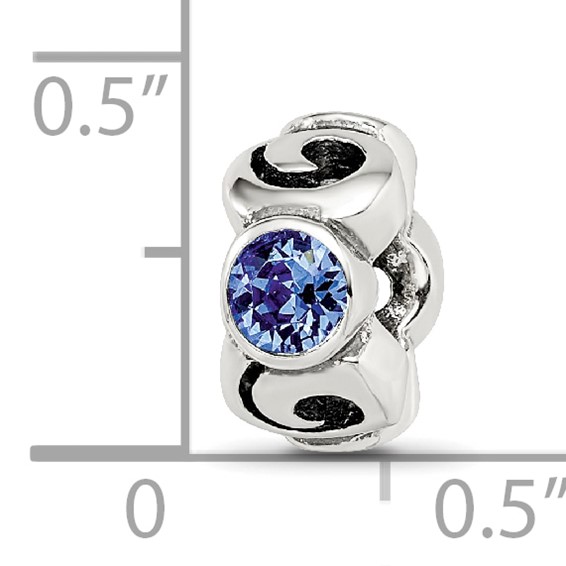 Sterling Silver Reflections Sept Blue Preciosa Crystal Birthstone Bead