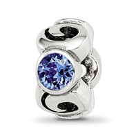 Sterling Silver Reflections Sept Blue Preciosa Crystal Birthstone Bead view 1