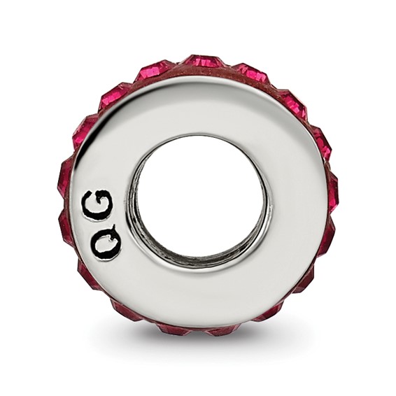 Sterling Silver Reflections July Single Row Red Preciosa Crystal Bead