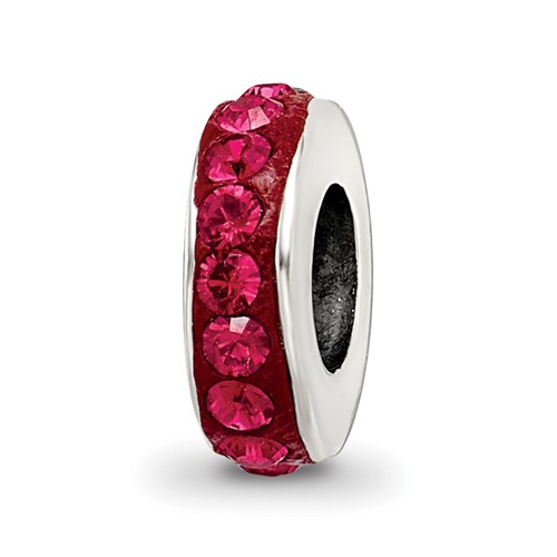 Sterling Silver Reflections July Single Row Red Preciosa Crystal Bead