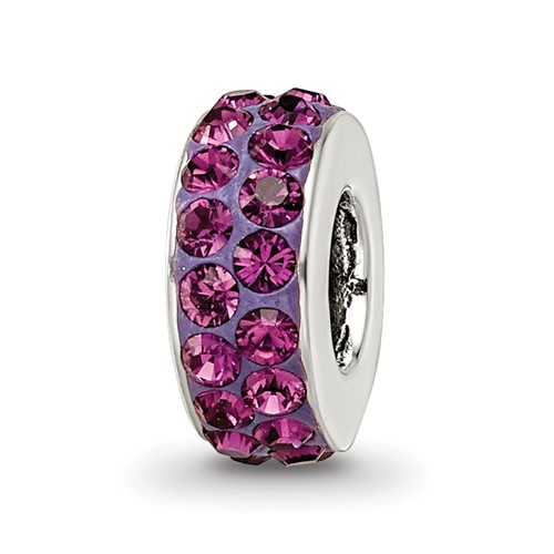 Sterling Silver Reflections Feb Double Row Preciosa Crystal Bead
