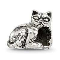 Sterling Silver Reflections Exotic Shorthair Cat Bead view 1