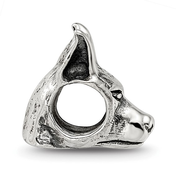 Sterling Silver Reflections Doberman Pinscher Head Bead