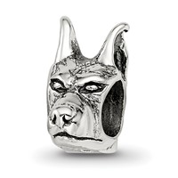 Sterling Silver Reflections Doberman Pinscher Head Bead view 1