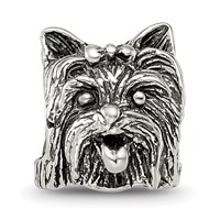 Sterling Silver Reflections Yorkshire Terrier Head Bead view 3