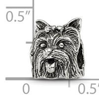 Sterling Silver Reflections Yorkshire Terrier Head Bead view 4