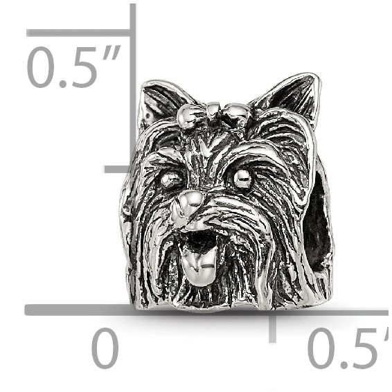 Sterling Silver Reflections Yorkshire Terrier Head Bead