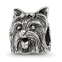 Sterling Silver Reflections Yorkshire Terrier Head Bead view 1