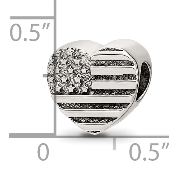 Sterling Silver Reflections Heart Flag Bead
