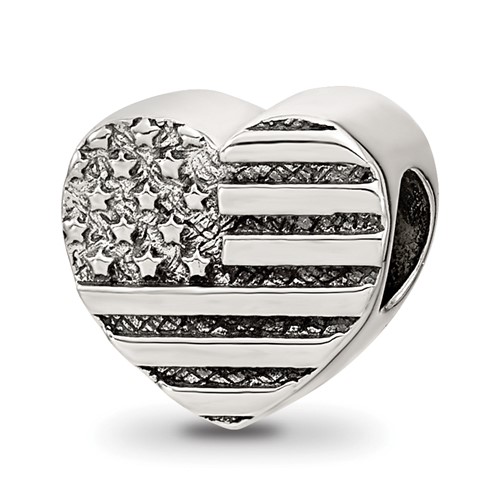 Sterling Silver Reflections Heart Flag Bead