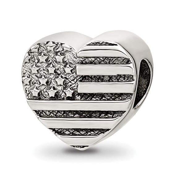 Sterling Silver Reflections Heart Flag Bead