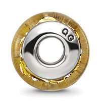 Sterling Silver Reflections Yellow Green White Swirl Glass Bead view 2