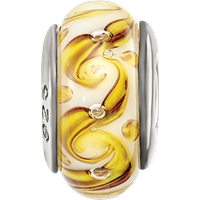 Sterling Silver Reflections Yellow Green White Swirl Glass Bead view 4
