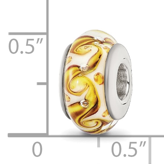 Sterling Silver Reflections Yellow/Green/White Swirl Glass Bead