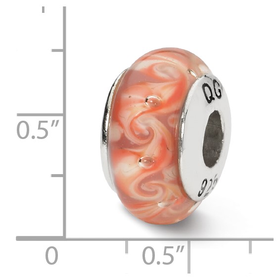 Sterling Silver Reflections Pink/Red Swirl Hand-blown Glass Bead