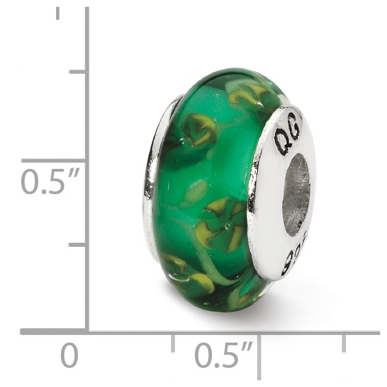 Sterling Silver Reflections Green Hand-blown Glass Bead