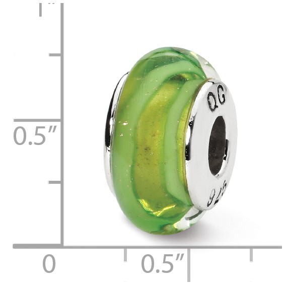 Sterling Silver Reflections Lt. Green Hand-blown Glass Bead