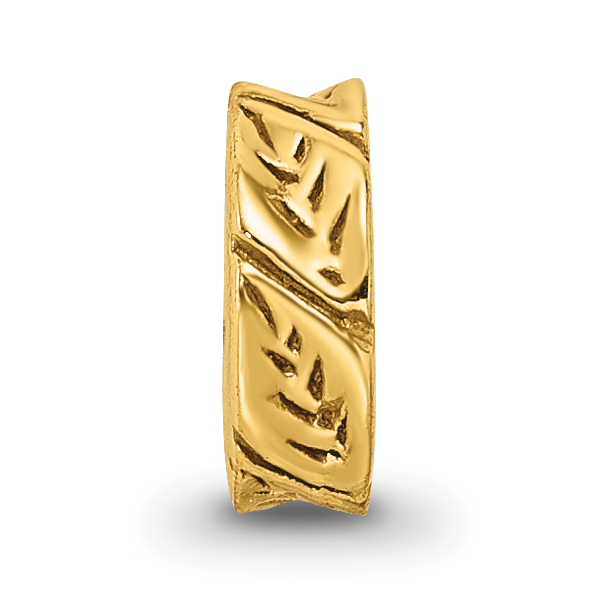 Sterling Silver Gold-plated Reflections Leaf Design Spacer Bead