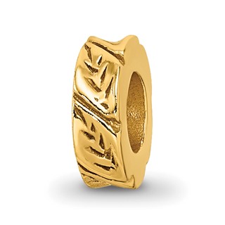 Sterling Silver Gold-plated Reflections Leaf Design Spacer Bead