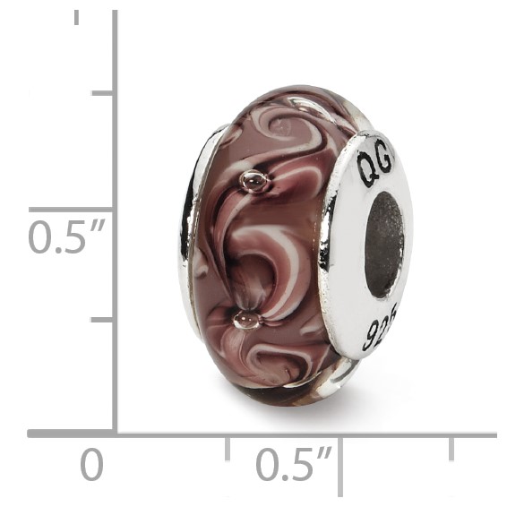 Sterling Silver Reflections Purple Swirl Hand-blown Glass Bead