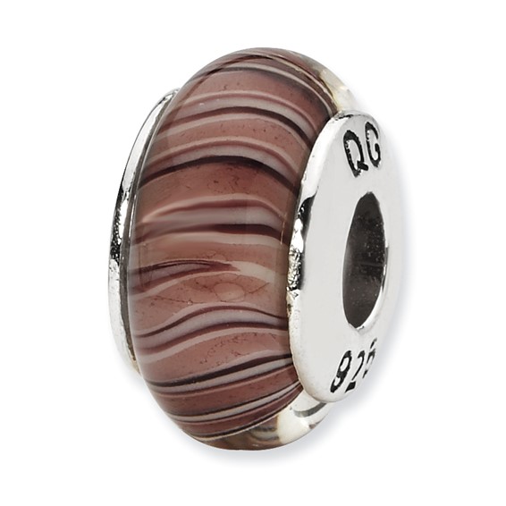 Sterling Silver Reflections Mauve/Purple Hand-blown Glass Bead