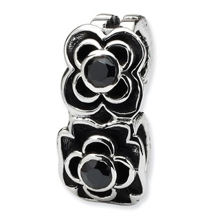 Sterling Silver Reflections Black CZ Connector Bead