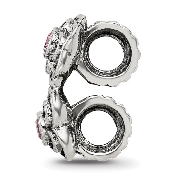 Sterling Silver Reflections Pink CZ Connector Bead