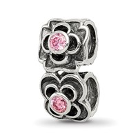 Sterling Silver Reflections Pink CZ Connector Bead view 1