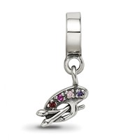 Sterling Silver Reflections Artist Palette Multi-color CZ Dangle Bead view 4